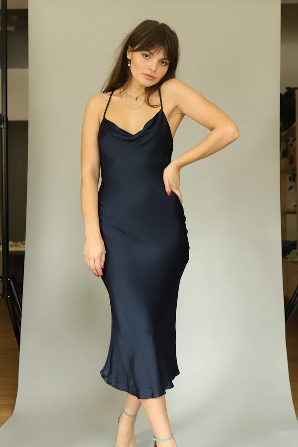 LUCY PARIS Cowl Neck Slip Dress - Navy LUCY PARIS Cowl Neck Slip Dress - Navy