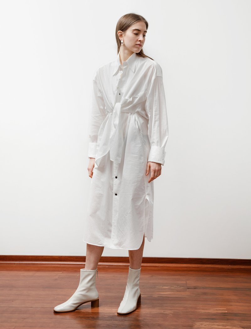cream leather dress Balloon Sleeve Faux Leather Shirt Dress in Cream main image 0