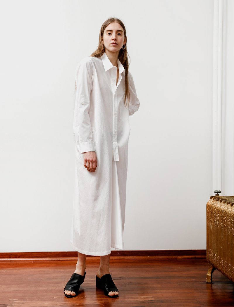 ワンピース Y's LONG SHIRT DRESS Ys by Yohji Yamamoto Perfect Plain Long Shirtdress - White