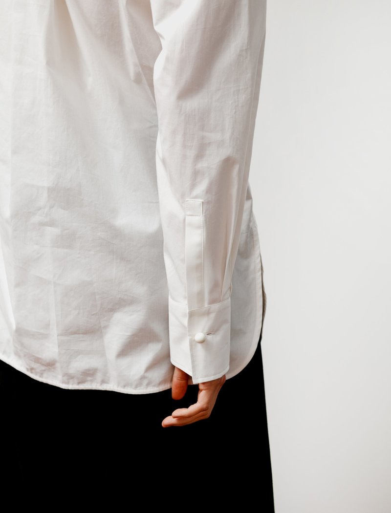 Ys by Yohji Yamamoto Womens Victorian Ball Button Shirt - White