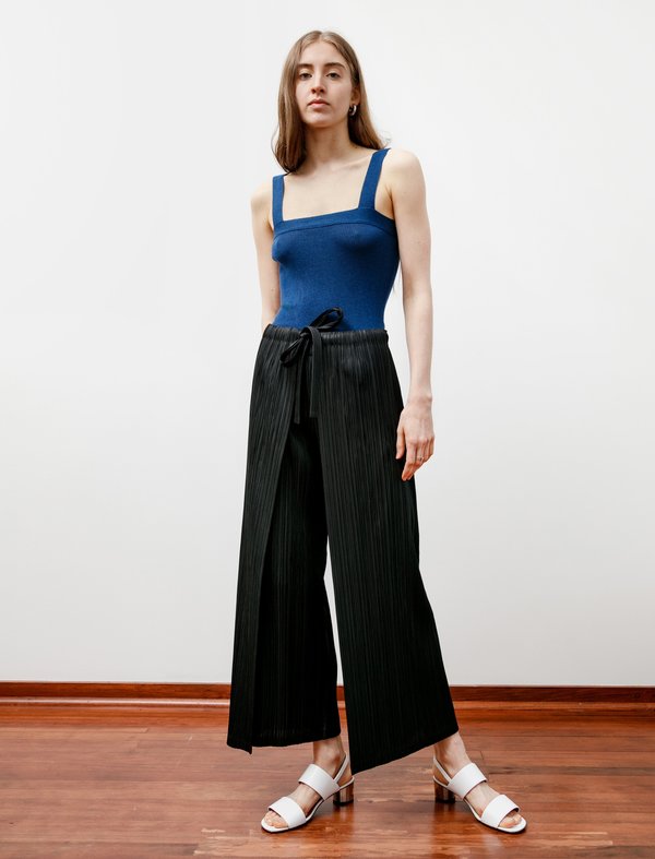 Pleats Please Wrap Front Thicker Pants - Black | Garmentory
