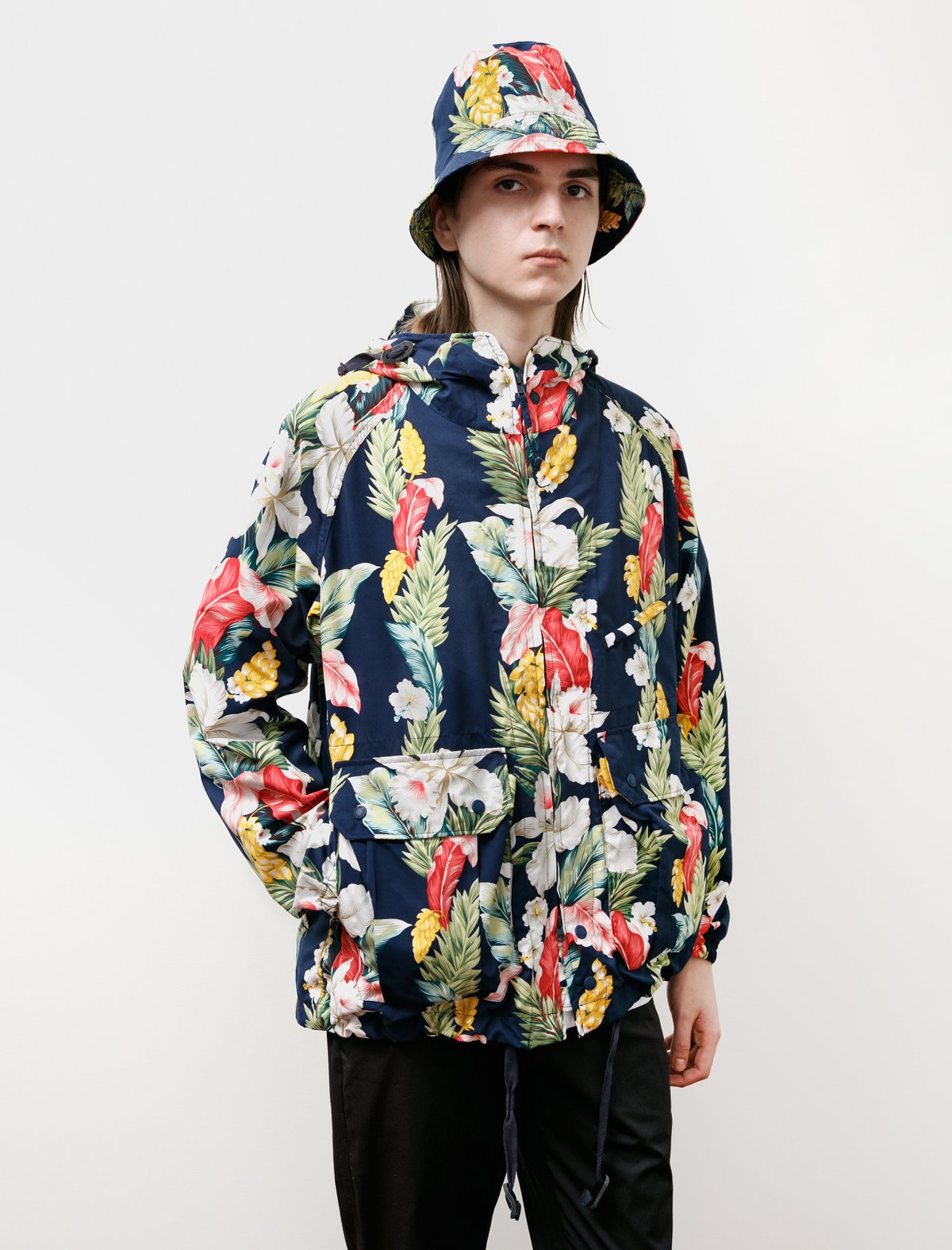 Engineered Garments Atlantic Parka - Navy/Hawaiian Floral | Garmentory