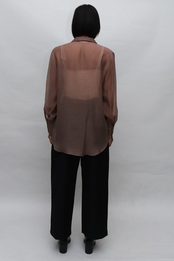W A N T S Sheer Utility Blouse - Brown W A N T S Sheer Utility Blouse - Brown