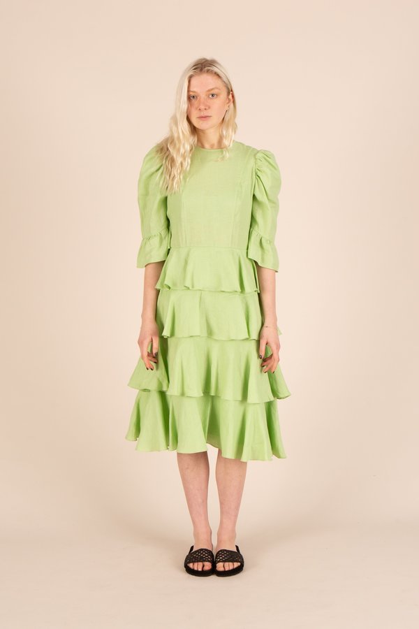 Tidy Street General Store Batsheva Linen Dress - Green | Garmentory