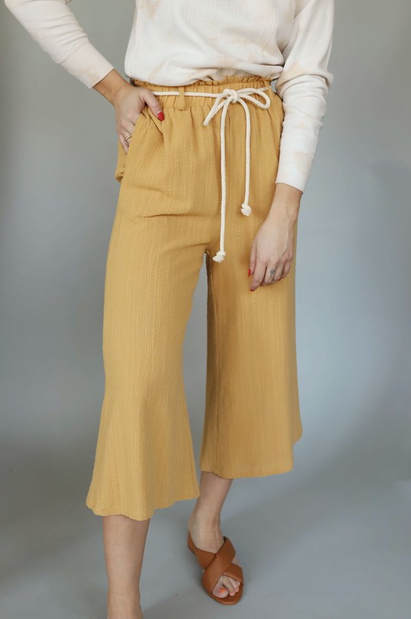 Lush Mustard Rope Belt Culotte Pants Lush Mustard Rope Belt Culotte Pants