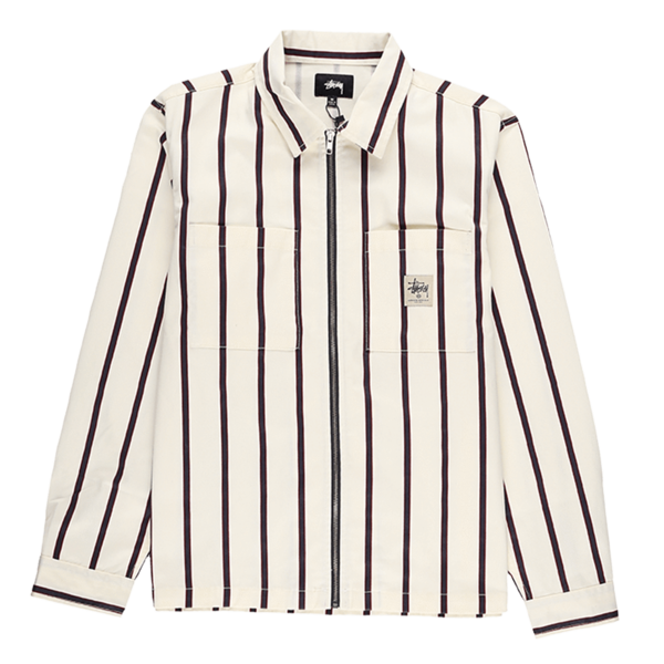 Stussy Zip Up Work Shirt - Stripe | Garmentory