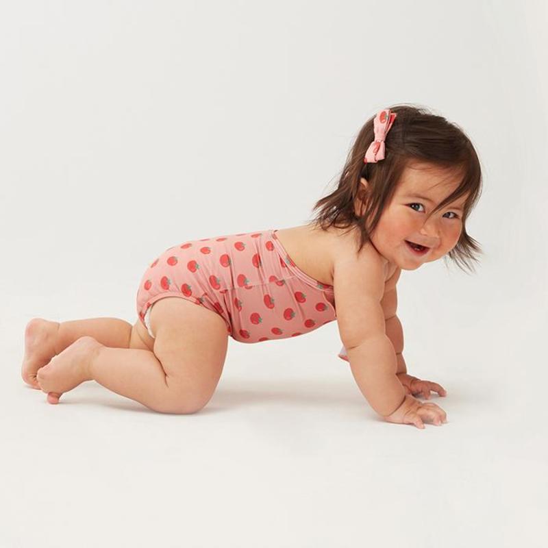 KIDS Oeuf NYC Baby And Child Ruffle Halter Swimsuit Pink