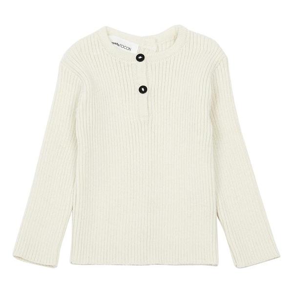 kids Pequeno Tocon Baby Ribbed Knit Henley Sweater - Natural Cream kids Pequeno Tocon Baby Ribbed Knit Henley Sweater - Natural Cream