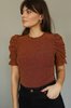 Moon River Burgundy Metallic Ruched Sleeve Top - Thumbnail 4