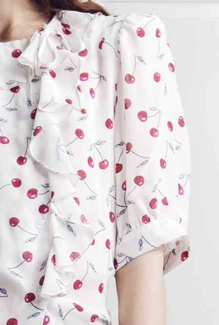 Xilla Top in White/Silver Cherry Print Xilla Top in White/Silver Cherry Print