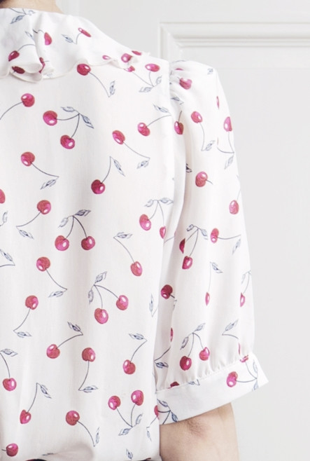Xilla Top in White/Silver Cherry Print Xilla Top in White/Silver Cherry Print