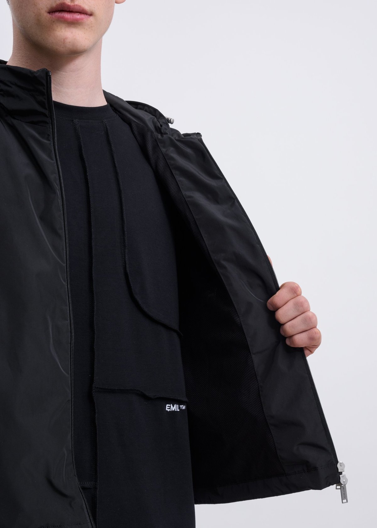 Heliot Emil Funnel Track Jacket Black Garmentory