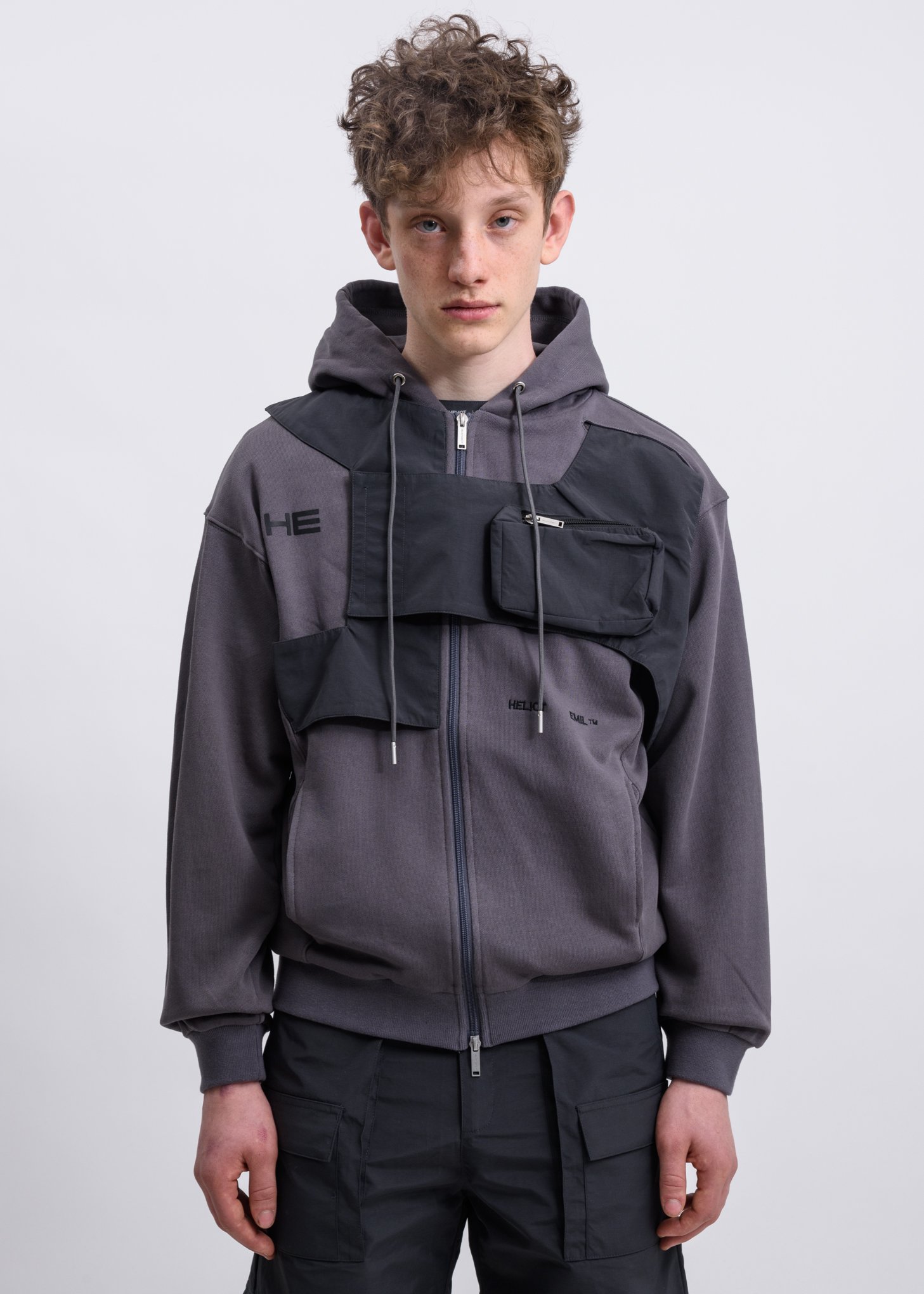Heliot Emil Interwoven Vest Hoodie - Grey | Garmentory
