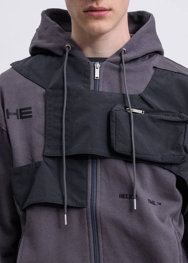 Heliot Emil Interwoven Vest Hoodie - Grey | Garmentory
