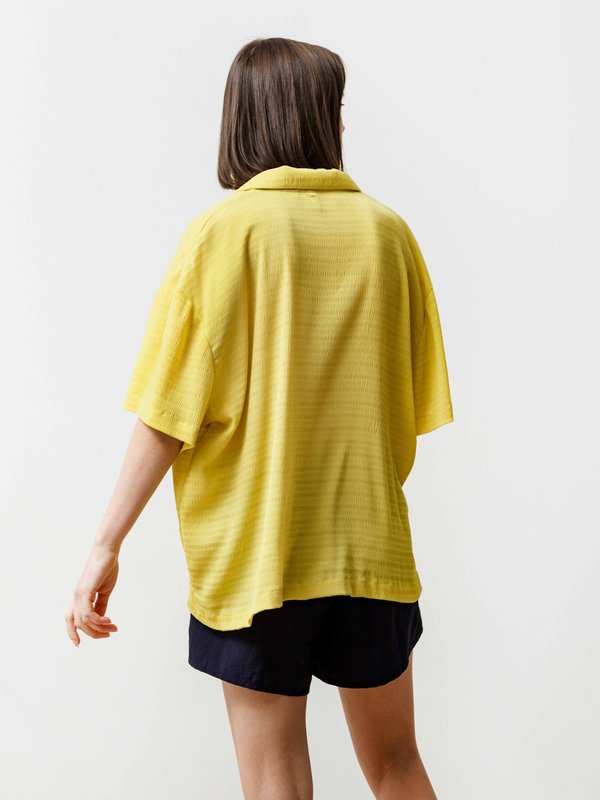 Priory Pleated Chiffon Bowling Shirt - Sunshine Yellow Priory Pleated Chiffon Bowling Shirt - Sunshine Yellow