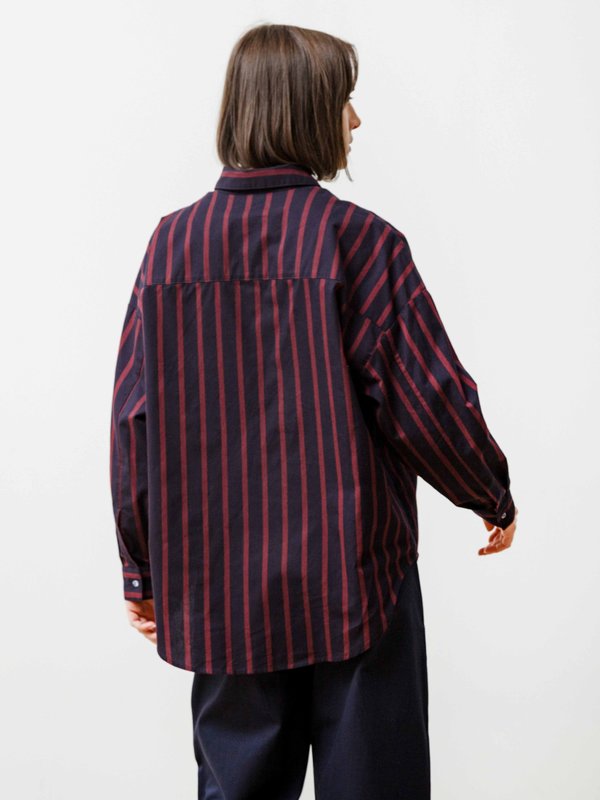 Manga Shirt - Striped Poplin Navy/Wine Manga Shirt - Striped Poplin Navy/Wine