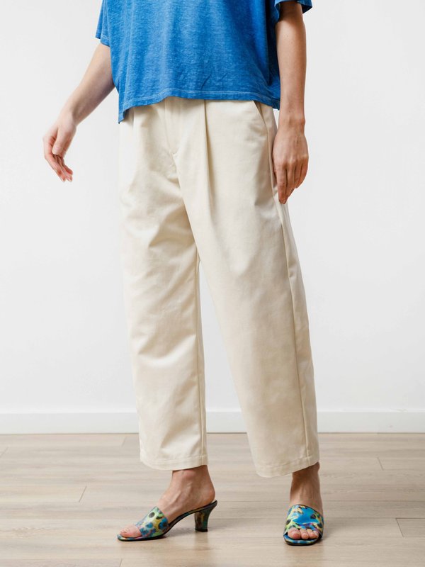 Priory Canvas Pleat Trouser - Natural Priory Canvas Pleat Trouser - Natural