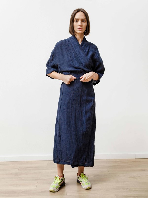 knee length dresses for ladies KasMaria Crinkle Cotton Linen Gingham Dress Curated at Jake and Jones M main image 1