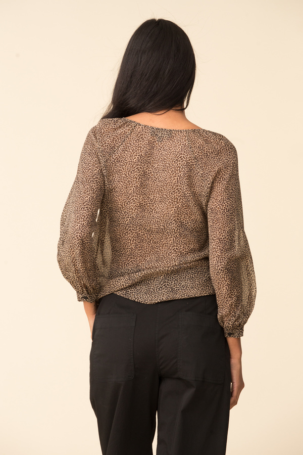 Nili Lotan Rosette Top - Khaki/Micro Leopard Print Nili Lotan Rosette Top - Khaki/Micro Leopard Print