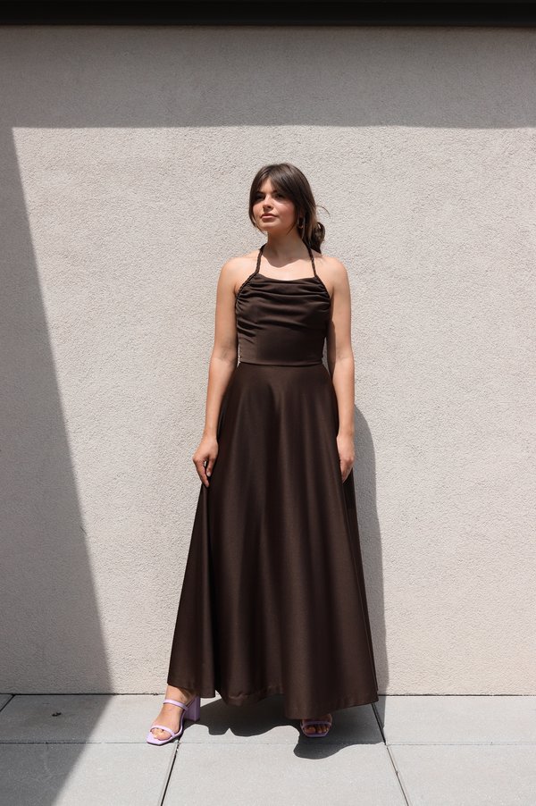 Vintage 70s Halter Maxi Dress - Brown Vintage 70s Halter Maxi Dress - Brown