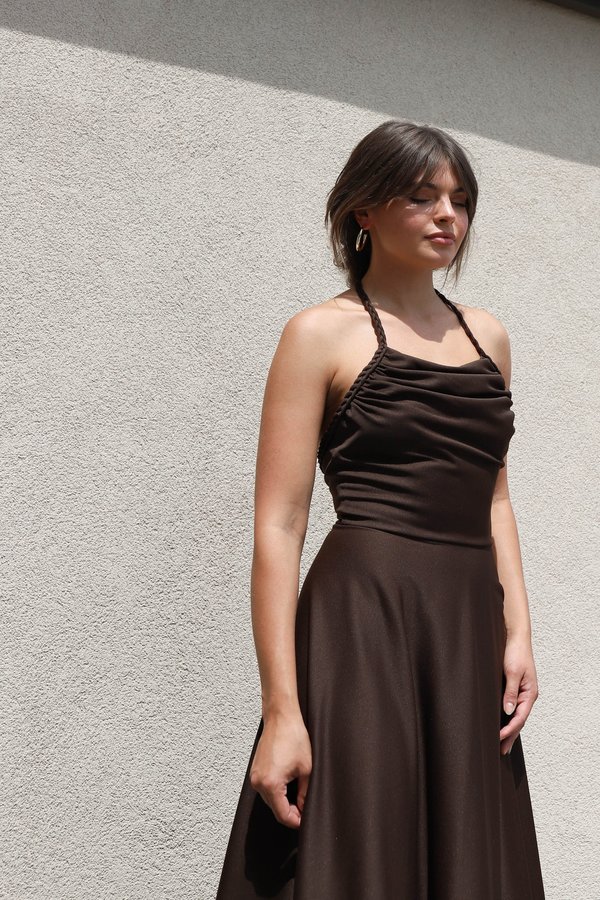Vintage 70s Halter Maxi Dress - Brown Vintage 70s Halter Maxi Dress - Brown