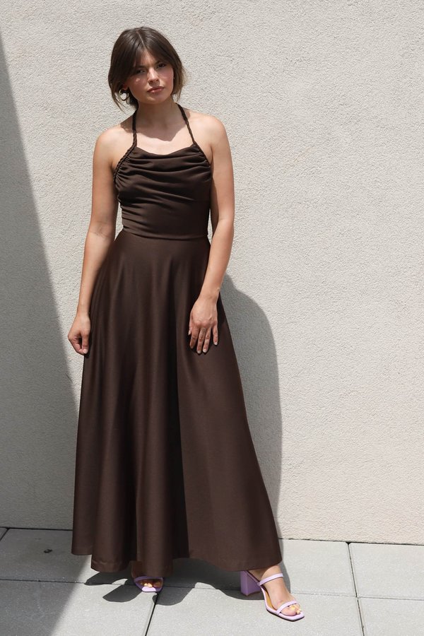Vintage 70s Halter Maxi Dress - Brown Vintage 70s Halter Maxi Dress - Brown