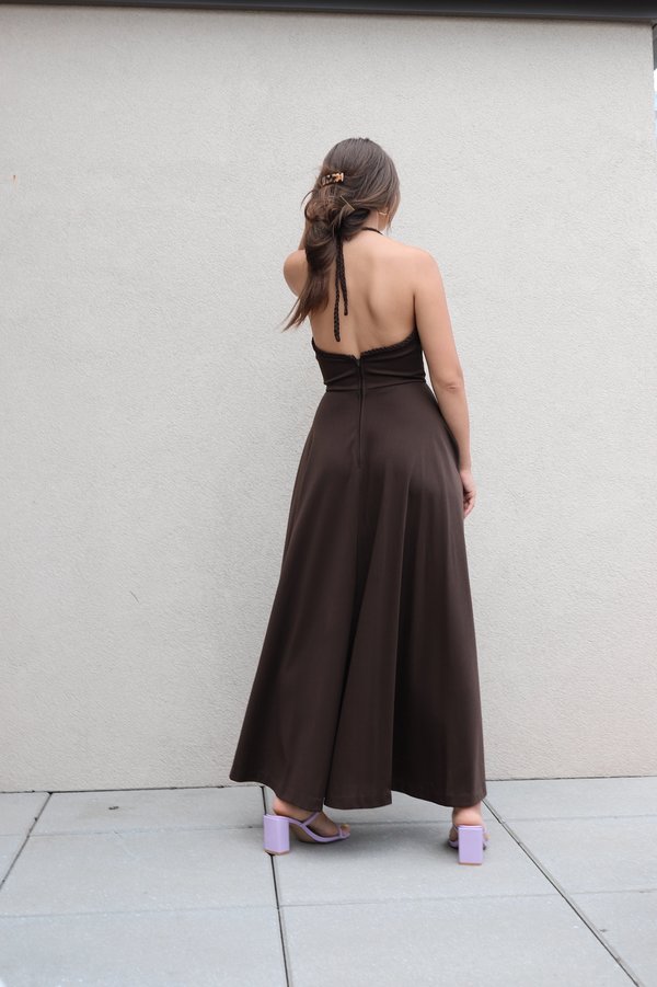 halter neck 70s dress 70s Momentum Red/Blue/Yllw Maxi Dress S main image 1