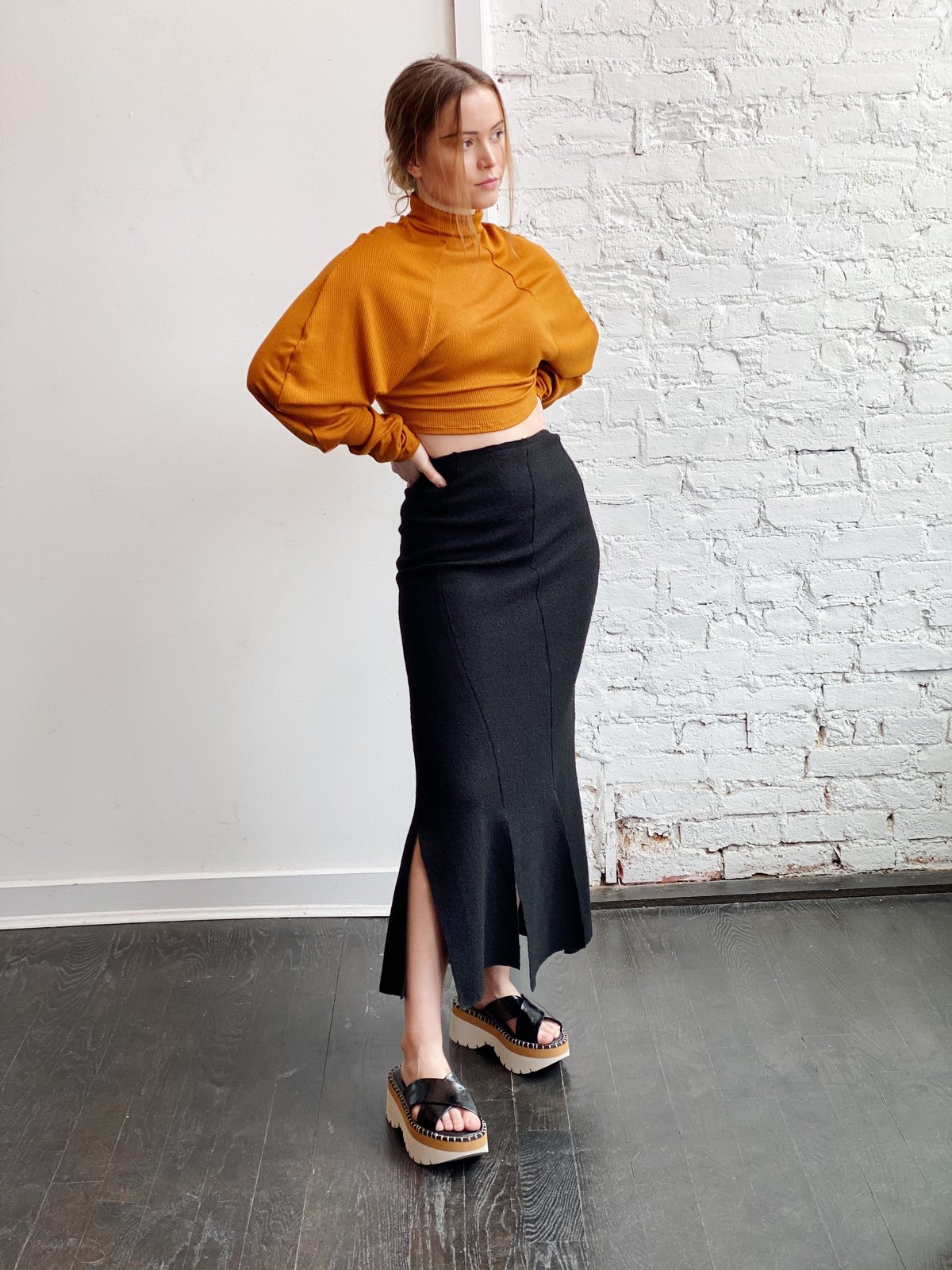 Grind and Glaze Linear Skirt Black Garmentory