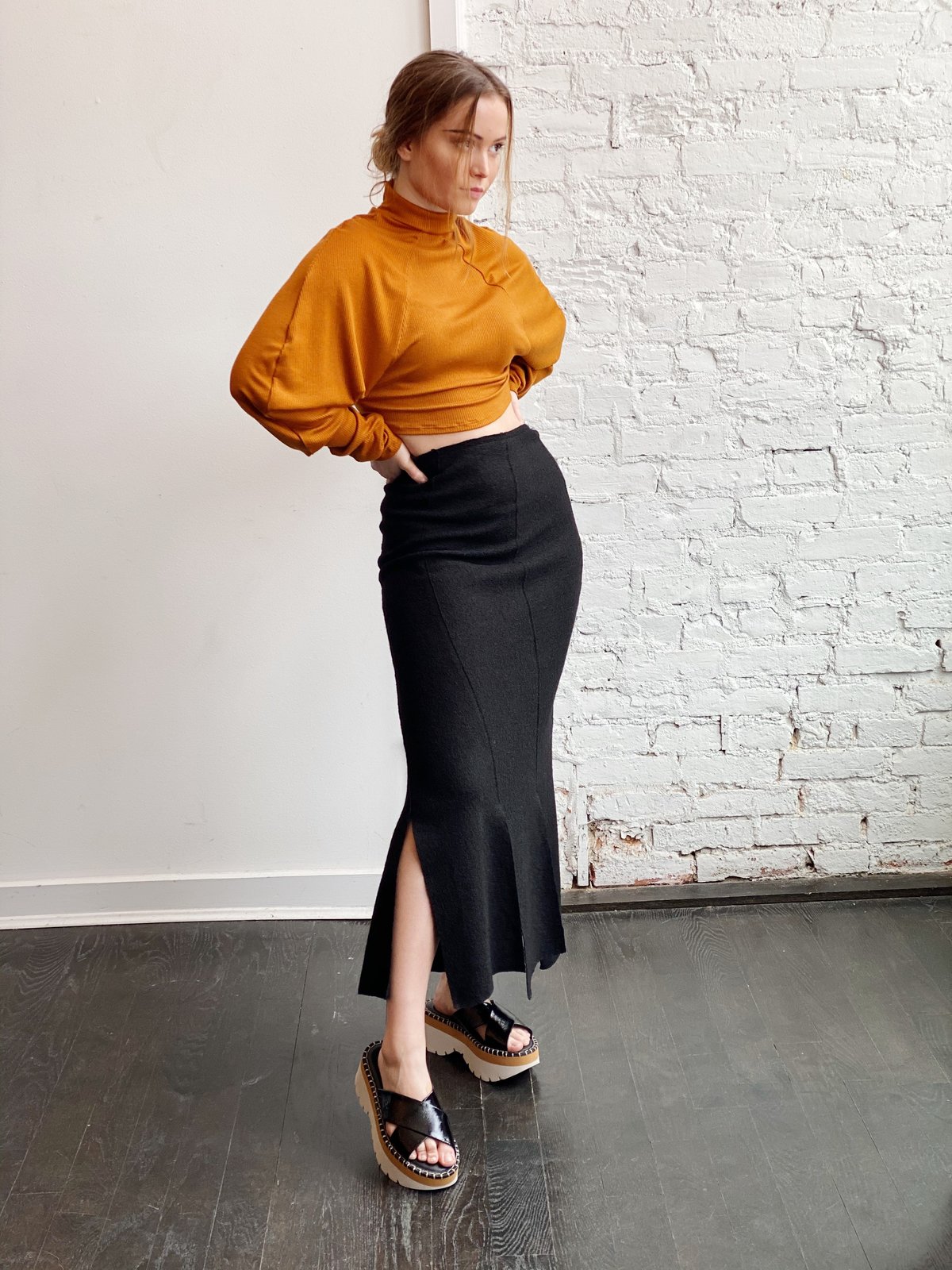 Grind and Glaze Linear Skirt Black Garmentory