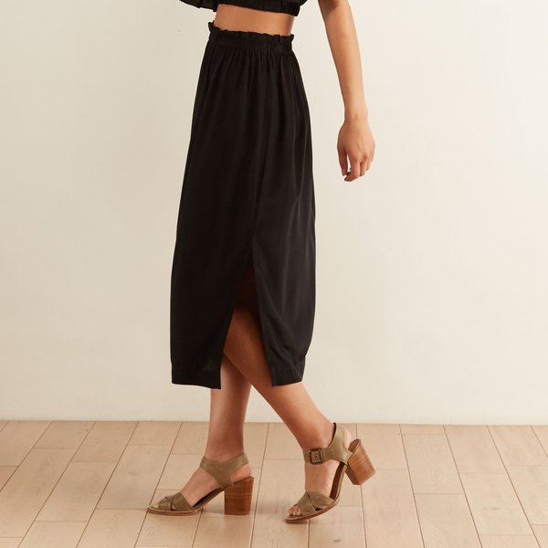 black silk slip skirt