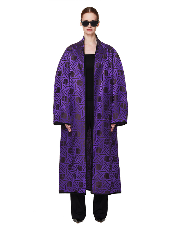 Haider Ackermann Linen Jacquard Kimono Coat - purple | Garmentory