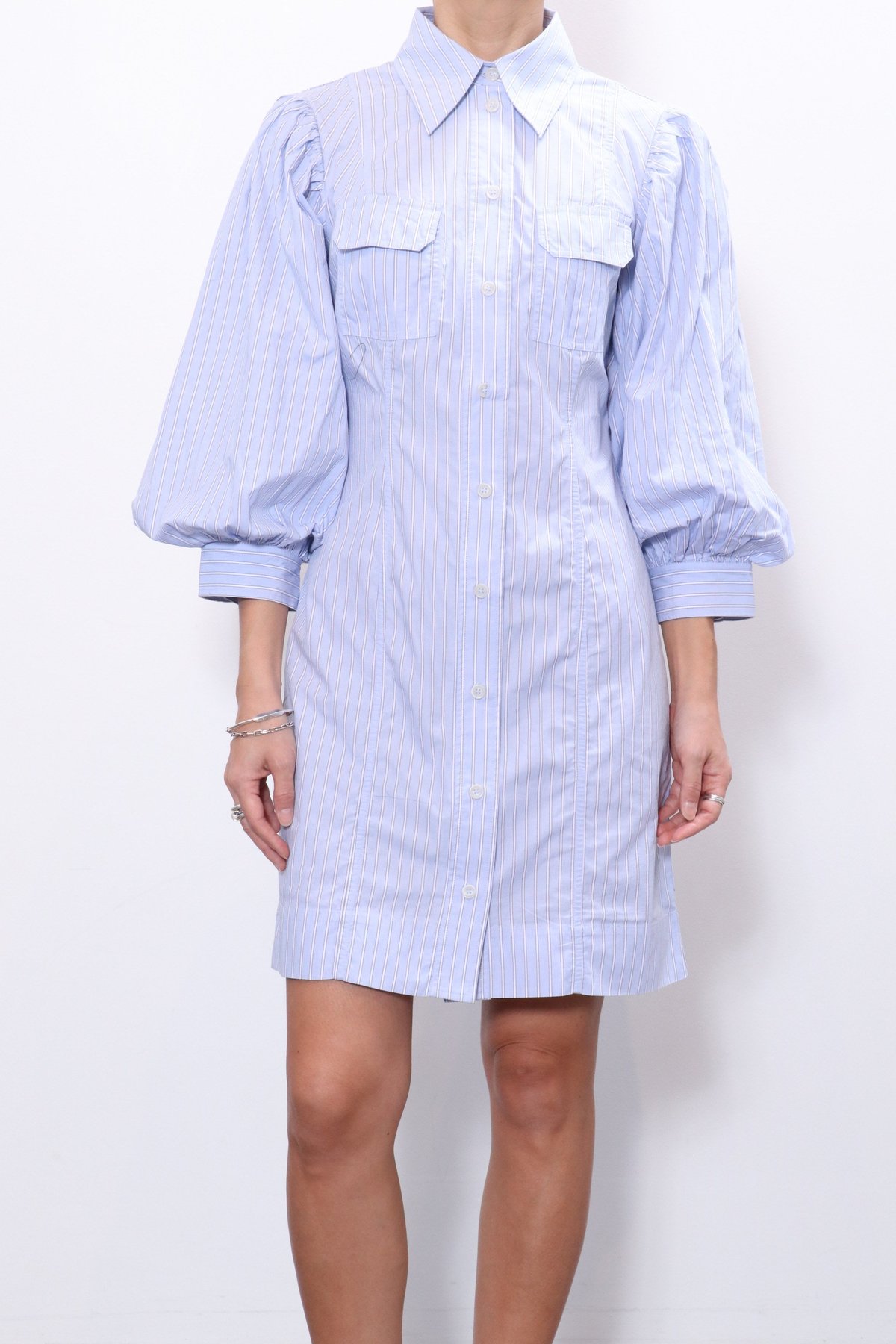 princess polly baby blue dress Stripe Cotton Buttoned Mini Dress main image 0
