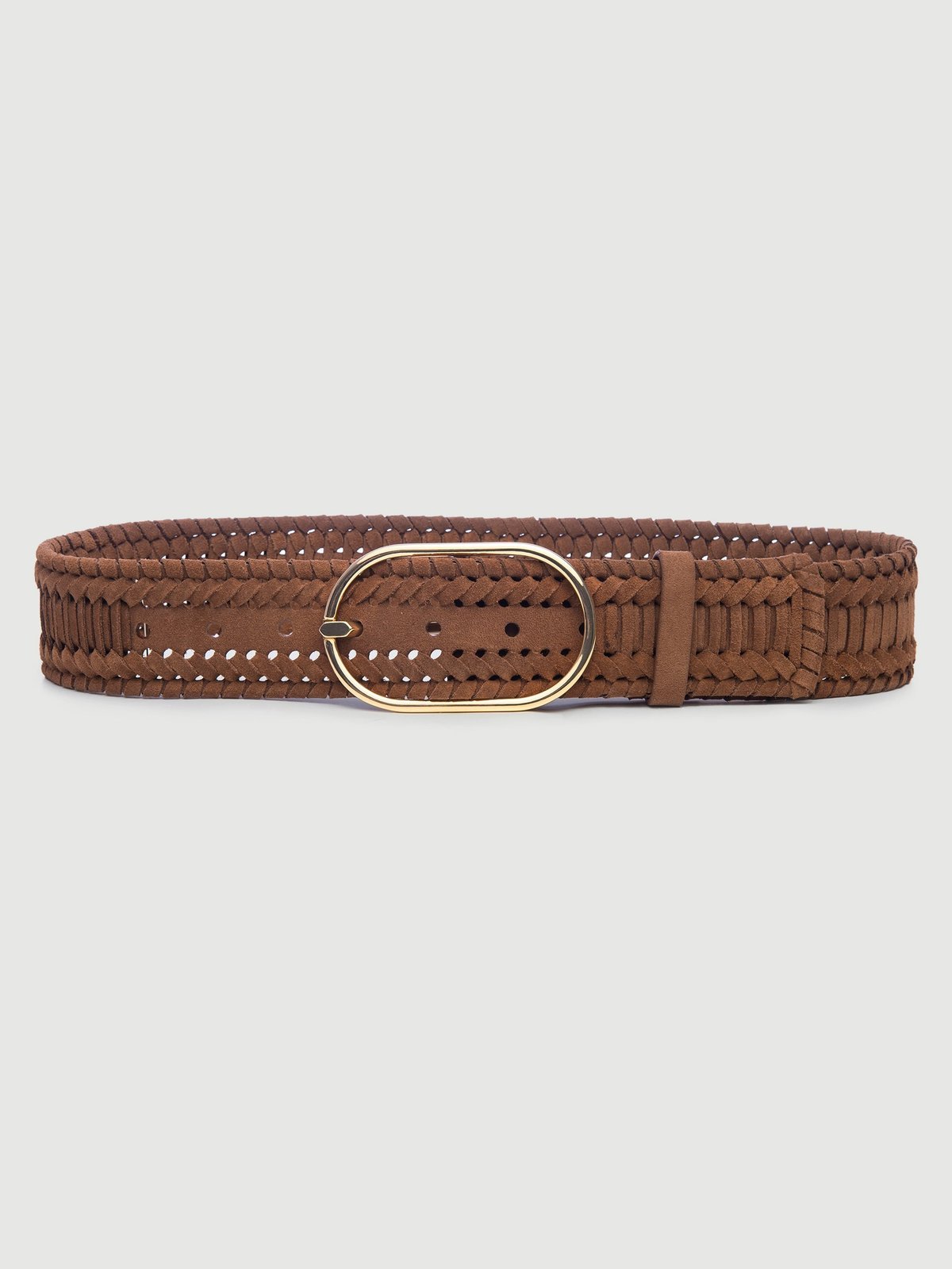 FRAME Denim Grand Oval Suede Braided Belt - TOBACCO | Garmentory display picture 2