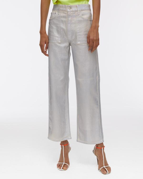Helmut Lang Lacquered Utility Patch Pocket Jeans - Silver Ecru Helmut Lang Lacquered Utility Patch Pocket Jeans - Silver Ecru