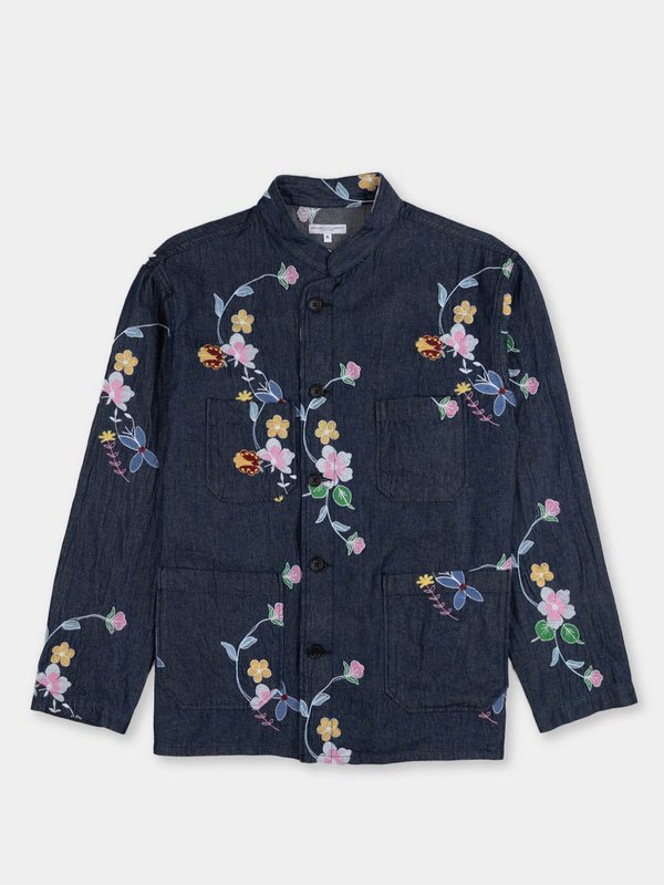 Engineered Garments Denim Floral Embroidery Dayton Shirt - Indigo
