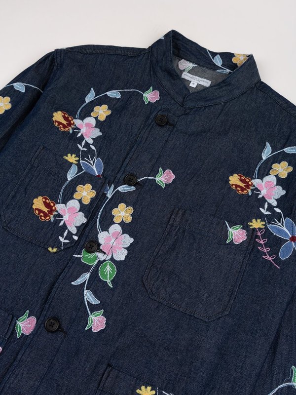 Engineered Garments Denim Floral Embroidery Dayton Shirt
