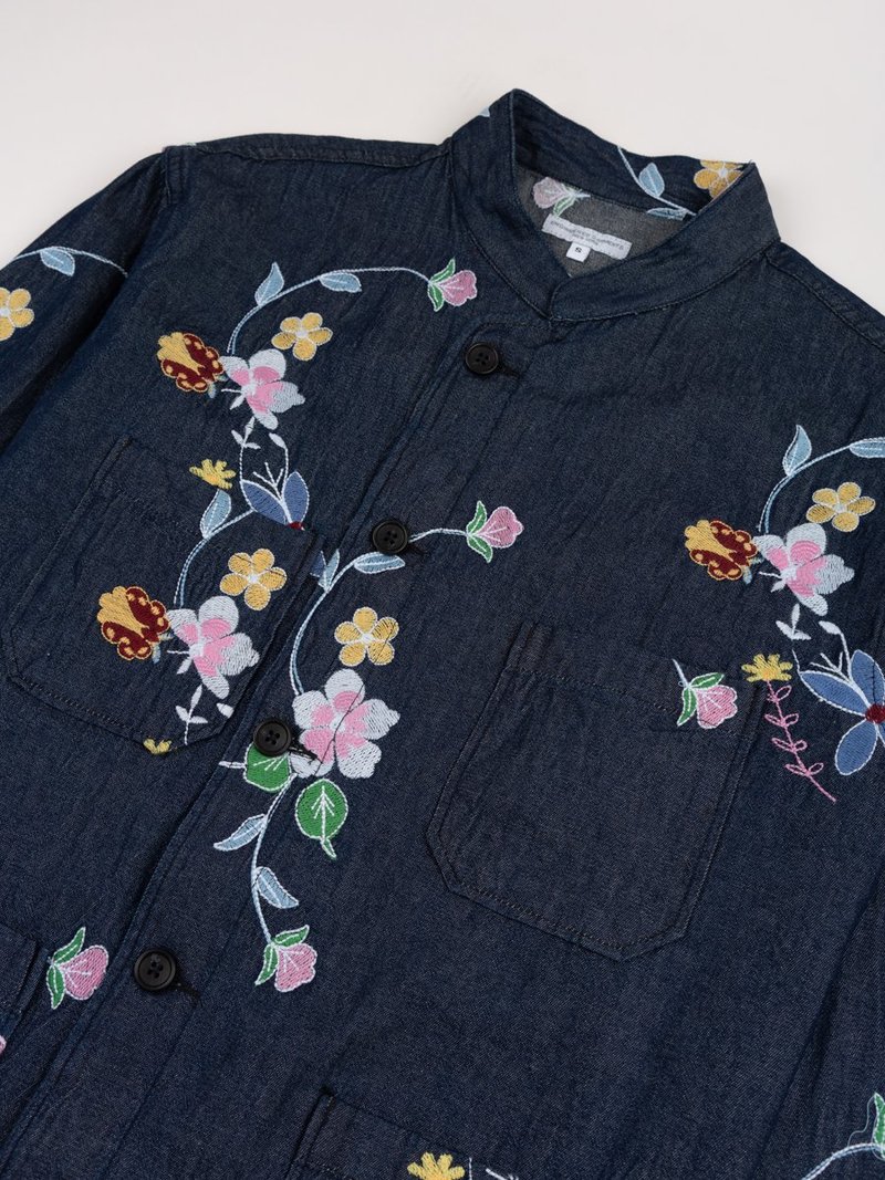 Engineered Garments Denim Floral Embroidery Dayton Shirt - Indigo