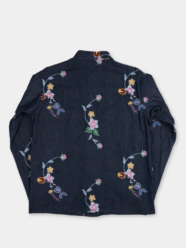 Engineered Garments Denim Floral Embroidery Dayton Shirt - Indigo