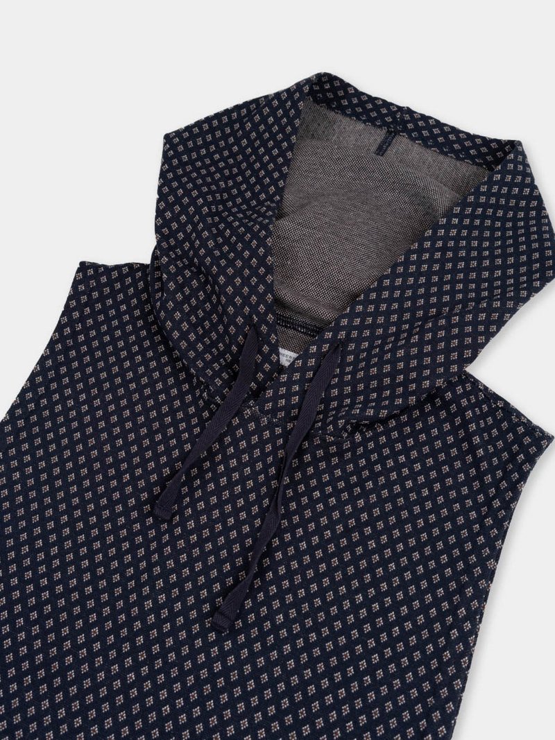 Engineered Garments Hooded Diamond Jersey Knit Interliner - Navy