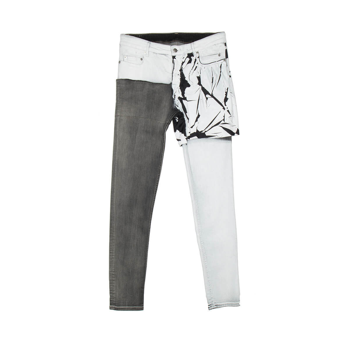 RICK OWENS Tyrone Collage jeans - Black/White | Garmentory