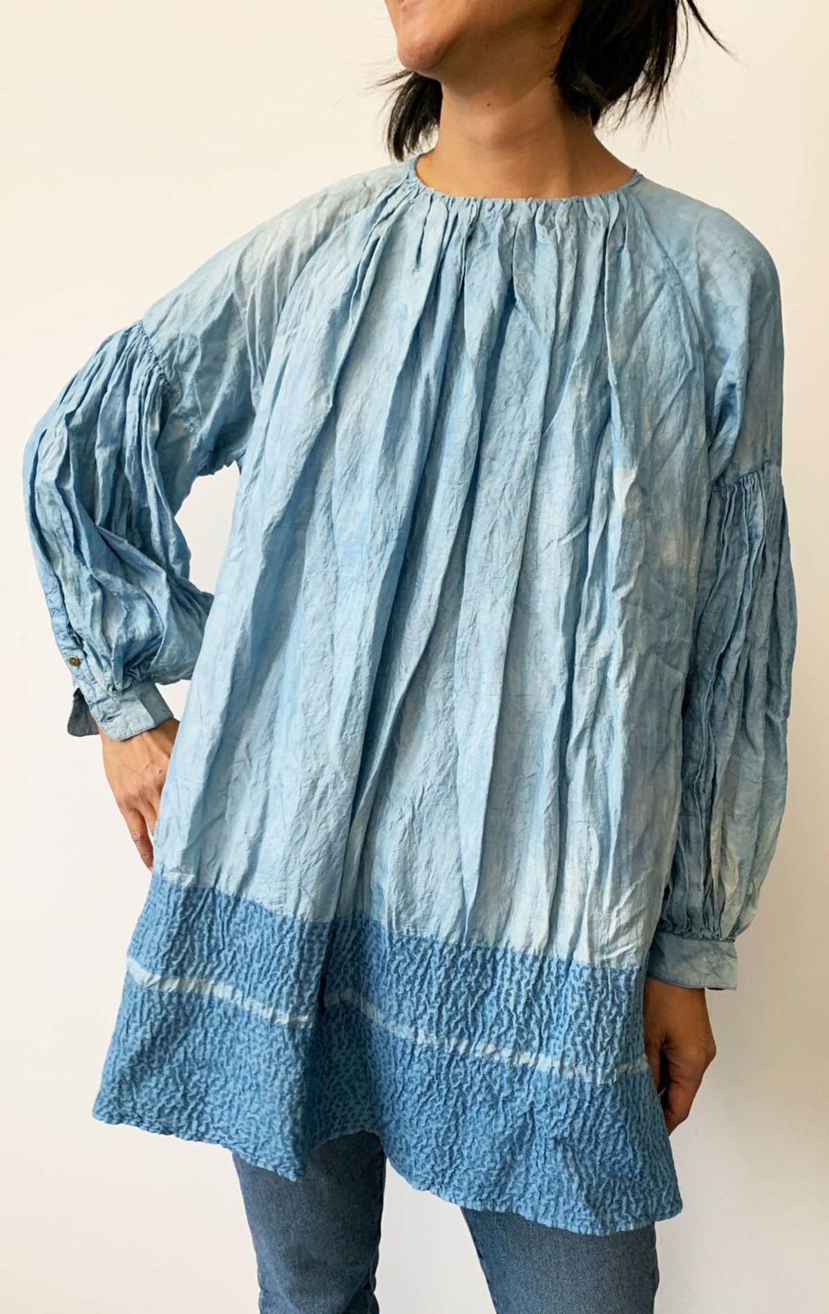 Maku Textiles Silk chambray tunic - blue | Garmentory