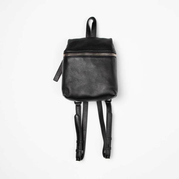 KARA Pebble Leather Small Backpack - Black | Garmentory display picture 2