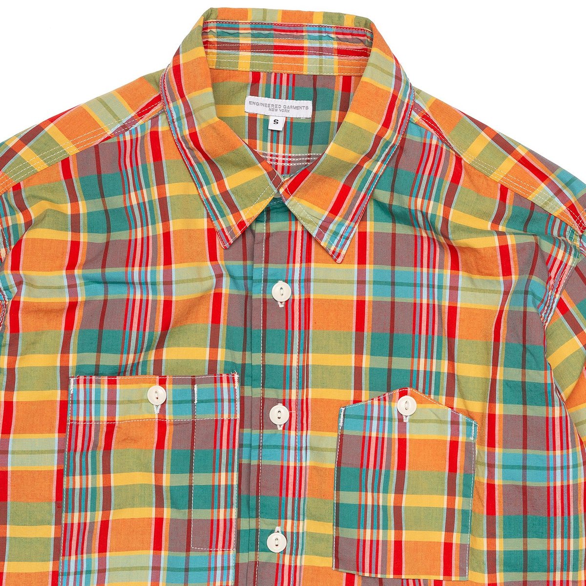 engineered garments WorkShirtOrangePlaid Engineered Garments Work Shirt - Yellow/Gray | Garmentory