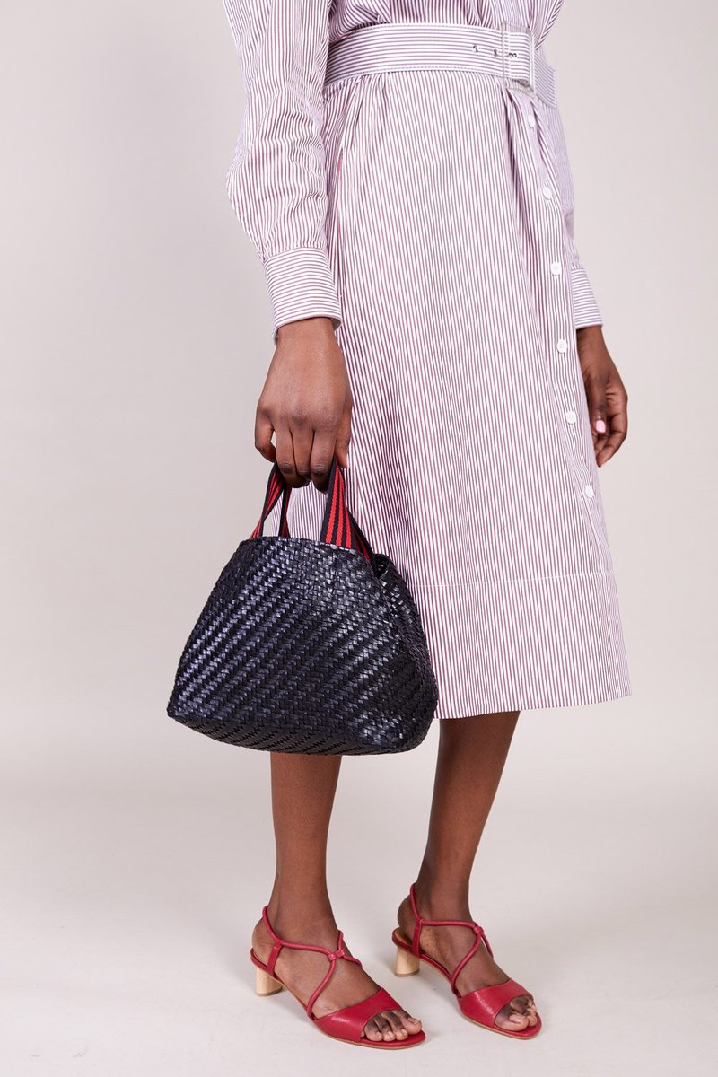 Clare V. Petit Bateau Woven Zig Zag Bag - Black | Garmentory