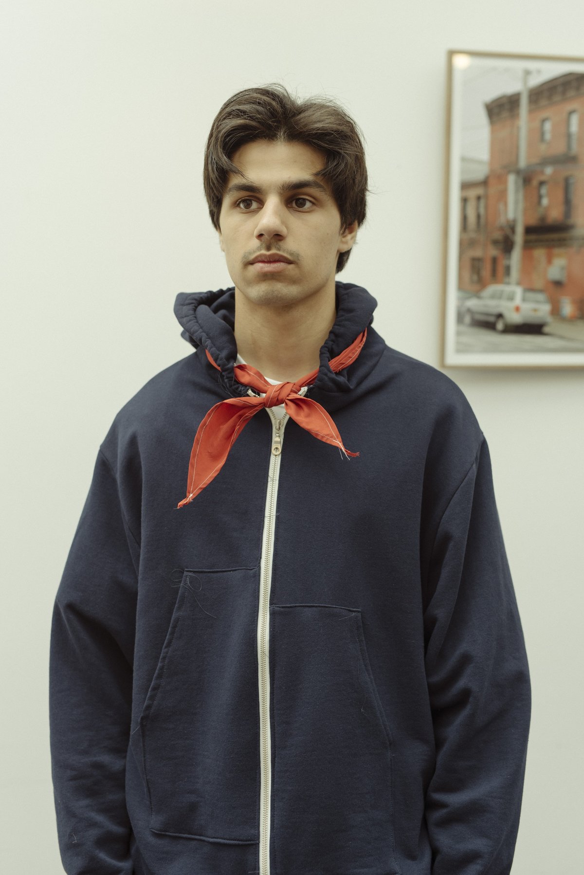 Camiel Fortgens Dark Blue Jersey Sweater Scarf Hoodie | Garmentory