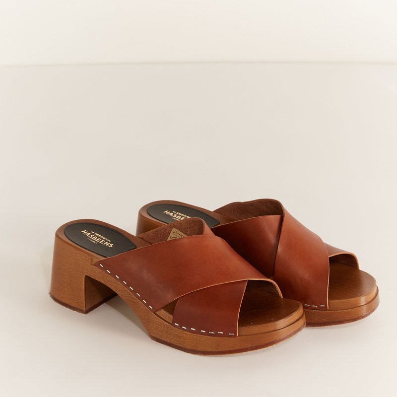 Swedish Hasbeens Anette High Slip On Shoe Cognac