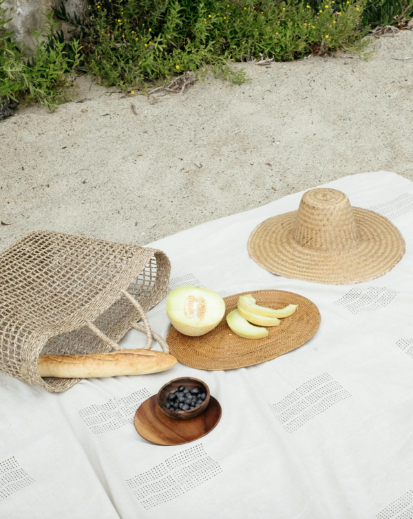 Kesslyr Dean Natural block print linen throw Kesslyr Dean Natural block print linen throw