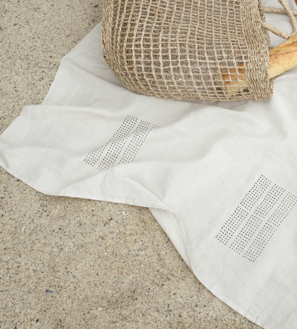 Kesslyr Dean Natural block print linen throw Kesslyr Dean Natural block print linen throw