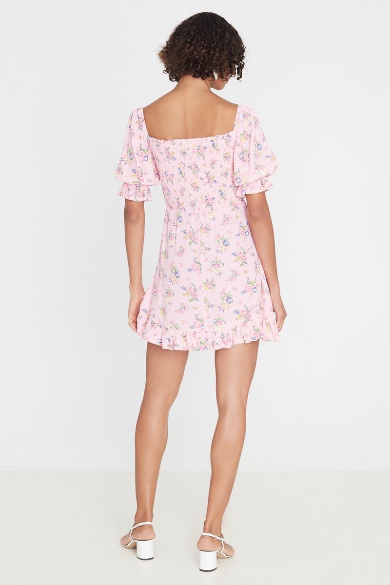 Faithfull The Brand Juliette Floral Sage Mini Dress - Pink | Garmentory