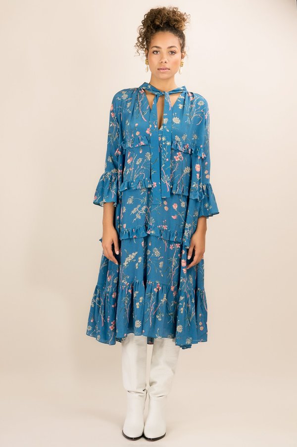 Kristinit Silk Bonheur Dress - Blue Kristinit Silk Bonheur Dress - Blue